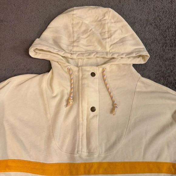 Faherty Womens Daybreak French Terry Hoodie 1/4 Snap Kangaroo Pocket Medium - Picture 6 of 16